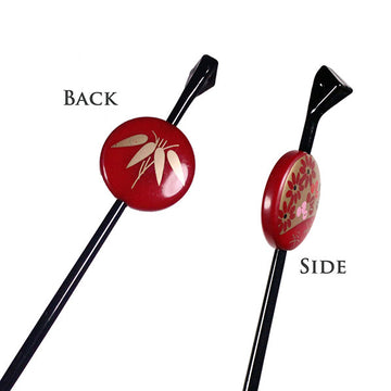 Red Acrylic Floral Disk Geisha Hair Stick
